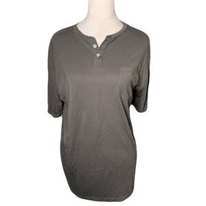Free Fly Apparel Men’s Gray Large Short Sleeve Henley Soft T-Shirt Casual Comfy